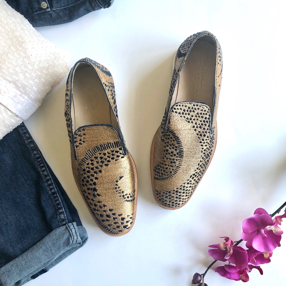 Free People | Snake Eyes Gold Metallic Slip